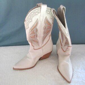 Steve Madden Wynter womens US 9M cowboy boot leather ivory pink western NWOT